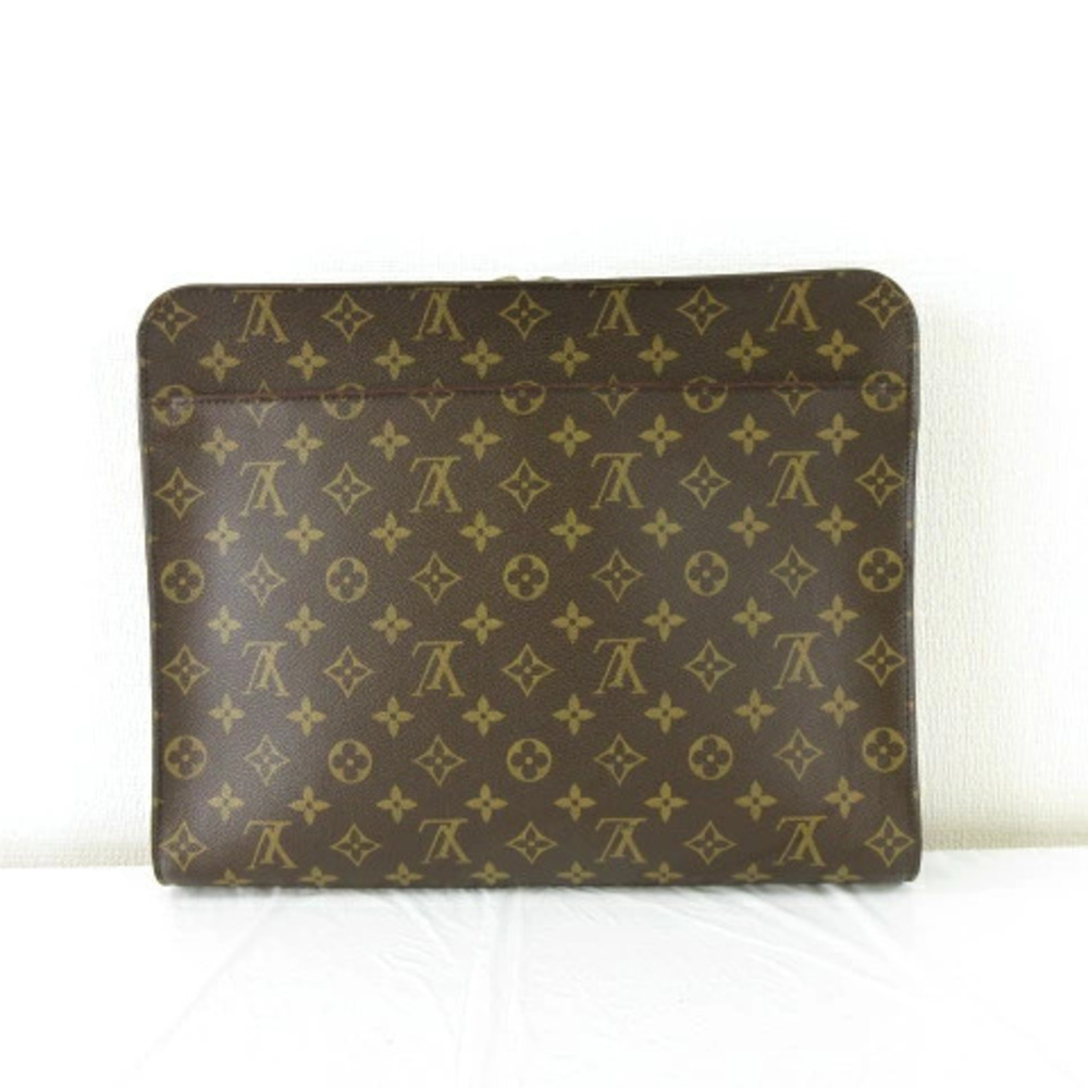 Louis Vuitton Monogram Macassar Brown Portfolio Shoulder Bag Clutch Brown